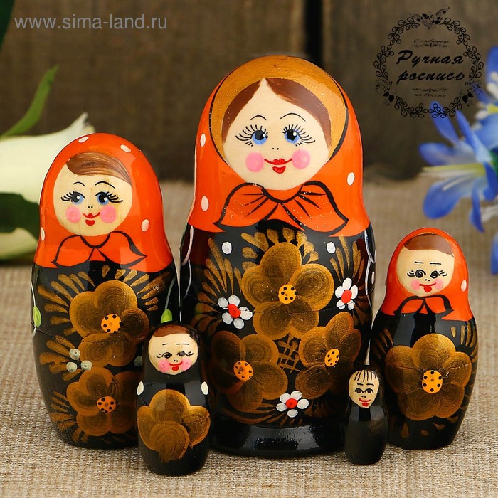 Матрёшка «Инна», оранжевый платок, 5 кукольная, 10,5 см - Фото 1