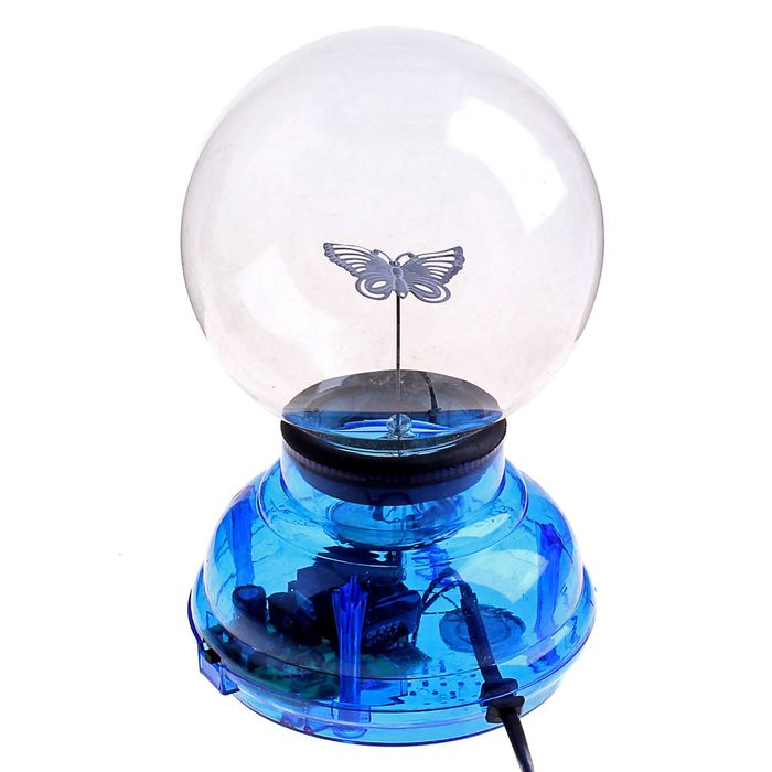 Плазменный шар "Шар Бабочка", 19 см, синий - Фото 1