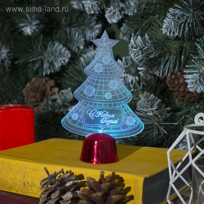 Подставка световая "Елочка с шариками", 14х9.5 см, (батарейки в компл.), 1 LED, RGB