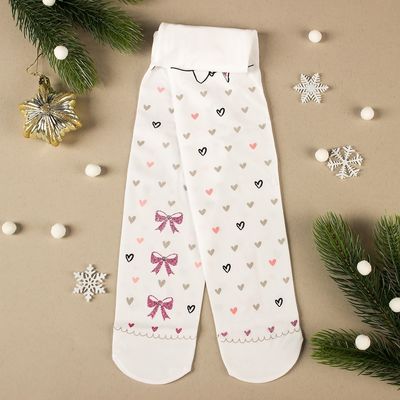 Детск. капрон. колготки "Сердечки" 116-136 см, 88% ПА, 12% эластан