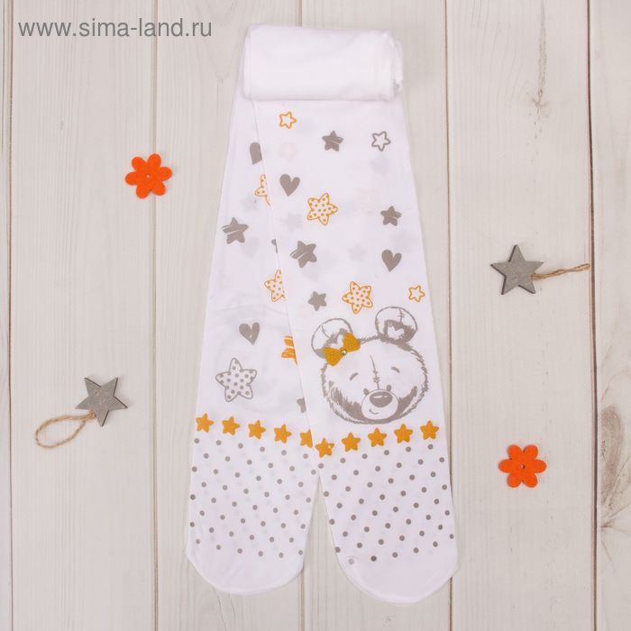 Детск. капрон. колготки "Обаятельный мишка" 116-136 см, 88% ПА, 12% эластан - Фото 1