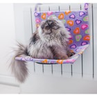 Гамак на батарею Happy Friends для кошек, 43х32х20 см, искус.мех, фиолетовый с сердечками - Фото 3