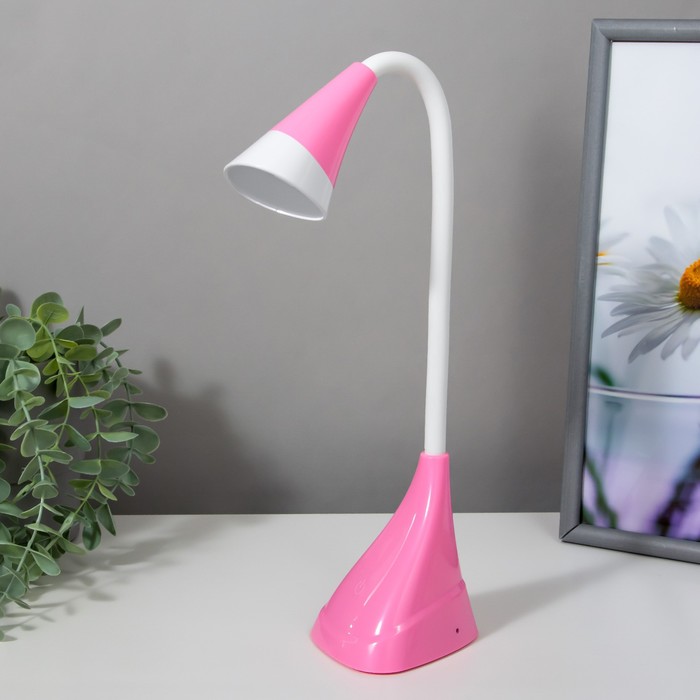 Лампа настольная "Рупор" розовый 2W LED (сенс.кнопка, АКБ, USB) 8х8,5х41 см - Фото 1