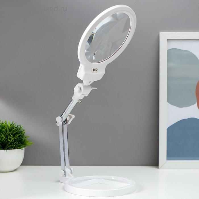 Лампа-лупа для творчества LEDх2 от 3ААА белый 24,5х22х15,5 см - Фото 1