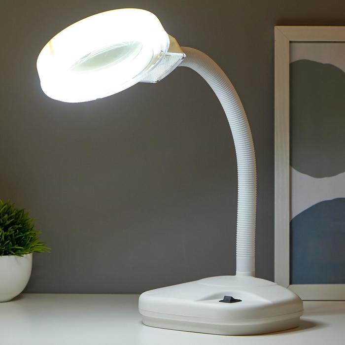 Лампа-лупа для творчества, от сети 220В белый 52х17х14 см - фото 1909806058