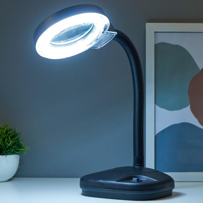 Лампа-лупа для творчества, от сети 220В чёрный 52х17х14 см - фото 1887739758