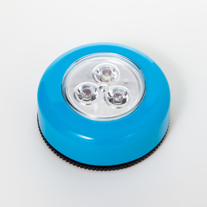 Ночник-пушлайт "Круг" 3 диода, 3ААА голубой 2,5х6,5х6,5 см RISALUX - фото 1906875382