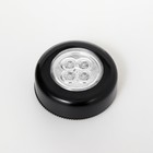 Ночник - пушлайт RISALUX «Круг», 4 диода, от батареек 3хААА, чёрный, 2.5×6.5×6.5 см - Фото 3