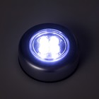 Ночник - пушлайт RISALUX «Круг», 4 диода, от батареек 3×ААА, серебристый, 2.5×6.5×6.5 см - Фото 4