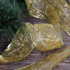 Гирлянда "Нить" 9 м с лентой "Снежинки золотистые", IP20, прозрачная нить, 72 LED, свечение жёлтое, 8 режимов, 220 В - Фото 3