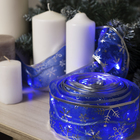 Гирлянда "Нить" 9 м с лентой" Снежинки серебристые", IP20, прозрачная нить, 72 LED, свечение синее, 8 режимов, 220 В - Фото 1