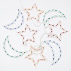 Гирлянда «Бахрома» 1.3 × 0.3 м с насадками «Звезда и месяц», IP20, белая нить, 120 ламп, свечение мульти, 8 режимов, 220 В - Фото 4