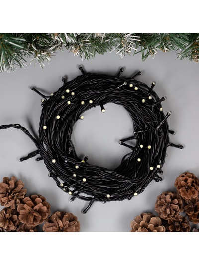 Гирлянда «Нить» 10 м, IP44, УМС, тёмная нить, 72 SMD-LED, свечение белое, 220 В