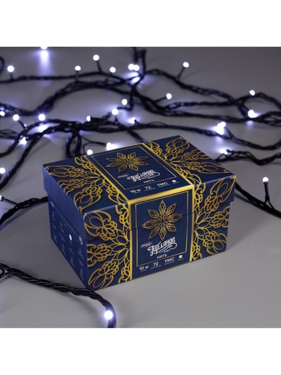 Гирлянда «Нить» 10 м, IP44, УМС, тёмная нить, 72 SMD-LED, свечение белое, 220 В
