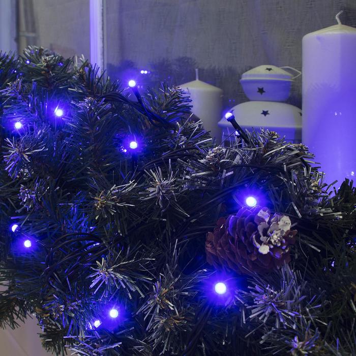 Гирлянда «Нить» 10 м, IP44, УМС, тёмная нить, 72 SMD-LED, свечение синее, 220 В - фото 1898077024