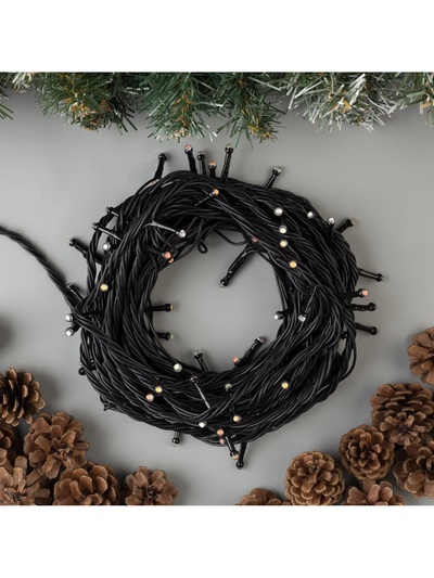 Гирлянда «Нить» 10 м, IP44, УМС, тёмная нить, 72 SMD-LED, свечение мульти, 220 В