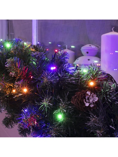 Гирлянда «Нить» 10 м, IP44, УМС, тёмная нить, 72 SMD-LED, свечение мульти, 220 В