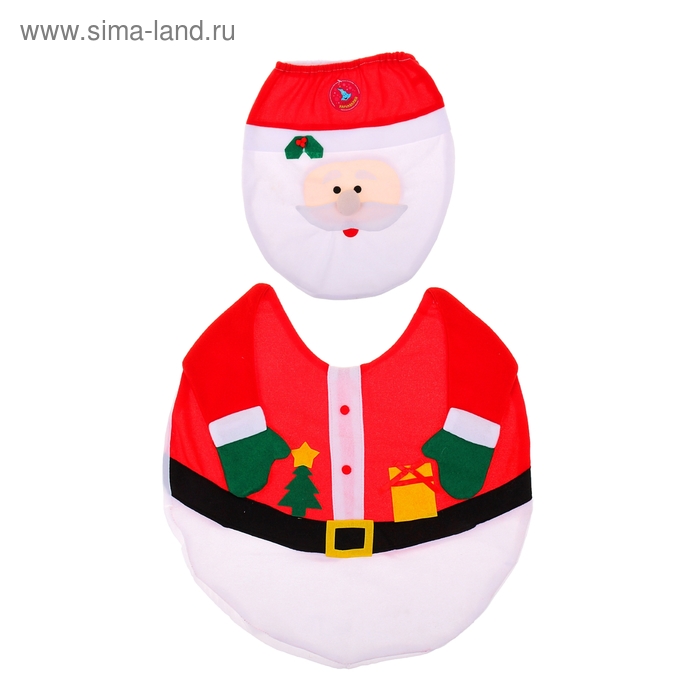 Карнавальный набор "Дед Мороз", 2 предмета: чехол на крышку унитаза, коврик - Фото 1