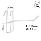 Крючок на сетку одинарный, d=2.5 мм, L=15 см, белый - Фото 1