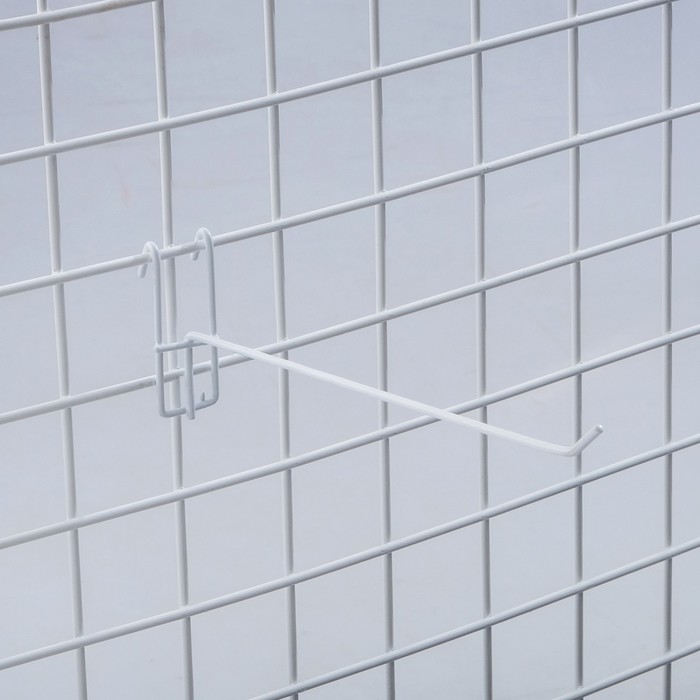 Крючок на сетку одинарный, цвет белый, d=3,5мм, L=15см - фото 1908210039