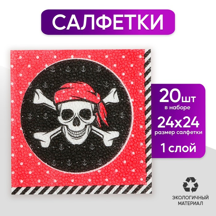 Cалфетки «Пират», 25х25 см, набор 20 шт.