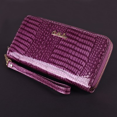 Кошелёк женский, 3 отдела, для монет, для карт на молнии, с ручкой, цвет фиолетовый