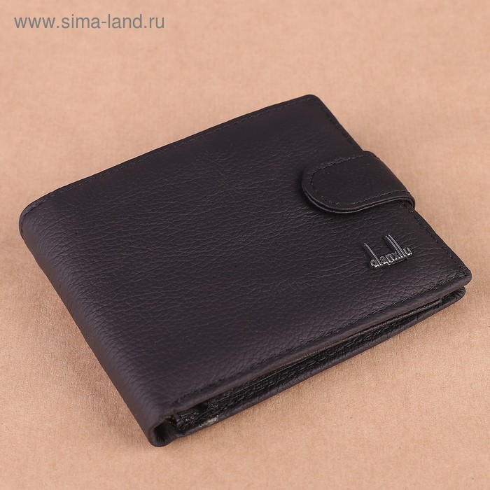 Портмоне муж Уолт, 12*1,5*9, 3 отд, д/карт, д/монет, чёрный - Фото 1