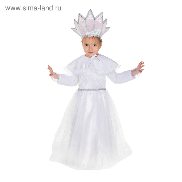 Карнавальный костюм "Снегурочка", платье, корона, накидка, р-р M, 120-130 см, 9-7 лет - Фото 1