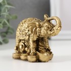 Нэцкэ полистоун "Слон на монетах" бронза 6,7х8,2х4,6 см - фото 8344237
