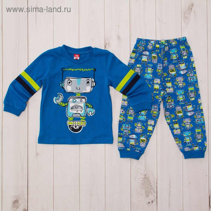 Пижама для мальчика, рост 86 см, цвет синий - Фото 1