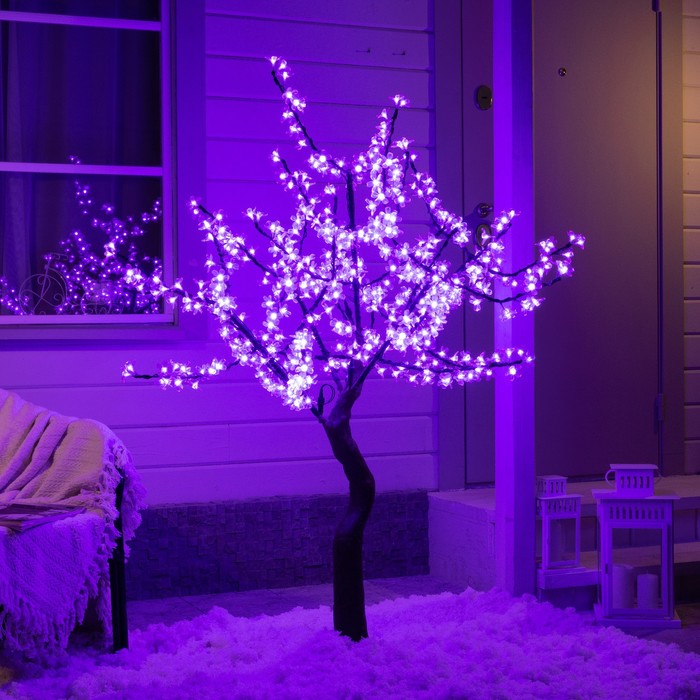 Светодиодное дерево «Сакура» 1.5 м, 540 LED, постоянное свечение, 220 В, свечение фиолетовое - Фото 1