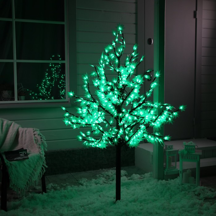 Светодиодное дерево «Зелёный клён» 1.5 м, 600 LED, постоянное свечение, 220 В, свечение белое