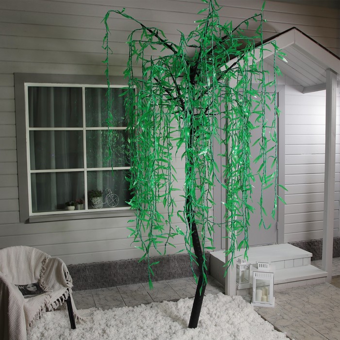 Светодиодное дерево «Плакучая ива» 2.5 м, 1728 LED, постоянное свечение, 220 В, свечение зелёное - фото 1880345293