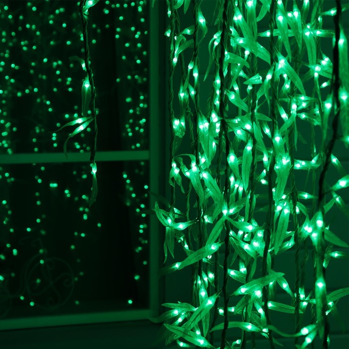 Светодиодное дерево «Плакучая ива» 2.5 м, 1728 LED, постоянное свечение, 220 В, свечение зелёное - фото 1912086185