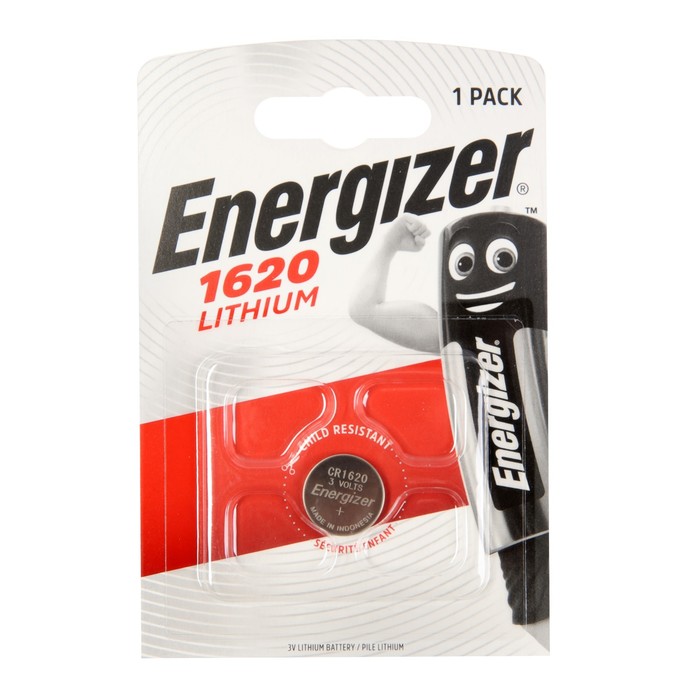 Батарейка литиевая Energizer, CR1620-1BL, 3В, блистер, 1 шт. - Фото 1