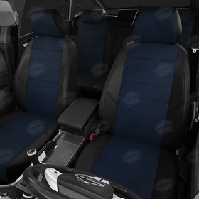 

Авточехлы для Renault Laguna 3 с 2007-2012 г., хэтчбек, седан, экокожа, жаккард, цвет синий, чёрный