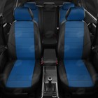 Авточехлы для Лада Ларгус Люкс, Кросс с 2012-2021 г., 7 мест, универсал, перфорация, экокожа, цвет синий, чёрный - Фото 3