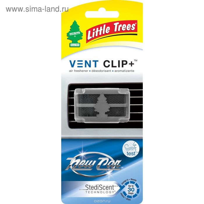 Ароматизатор для дефлектора Little Trees Новая машина Клип+, Vent Clip+ New Car Scent - Фото 1