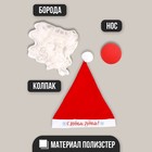 Карнавальный костюм взрослый «Новогодний Дед Мороз», 3 предмета (колпак + борода + нос) - Фото 3