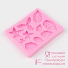 Молд Доляна «Листики», силикон, 9×7,2 см, цвет розовый - фото 4578385