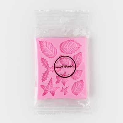 Молд для заливки Доляна «Листики», 10 ячеек, силикон, 9×7.2 см, розовый