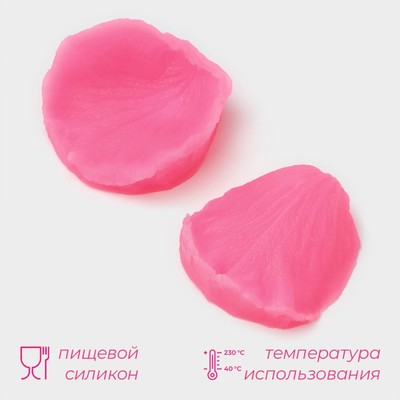 Молд кондитерский Доляна «Лепесток розы», силикон, 2 предмета, 6.7×6.2 см, розовый