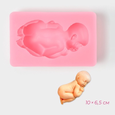 Молд для заливки 3D «Пупсик», силикон, 10×6.5 см, розовый