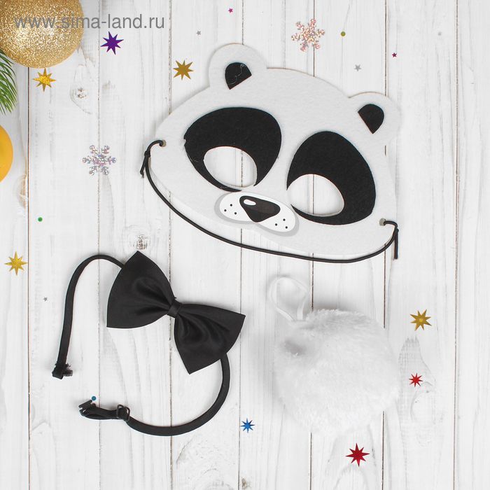 Карнавальный костюм «Панда», маска, хвостик, бабочка - Фото 1