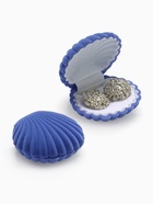 Футляр под серьги, кулон «Ракушка», 6×5.5 см, бархатный, небесный - Фото 1