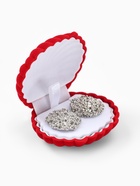 Футляр бархатный под серьги/кулон «Ракушка» 6×5,5, цвет красный, вставка белая - фото 121697295