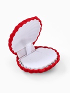 Футляр бархатный под серьги/кулон «Ракушка» 6×5,5, цвет красный, вставка белая - фото 121697296