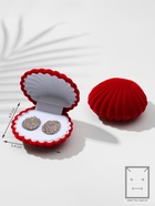 Футляр бархатный под серьги/кулон «Ракушка» 6×5,5, цвет красный, вставка белая - фото 121697301