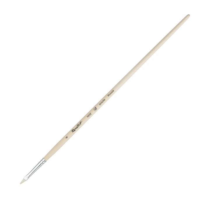 Кисть Щетина овальная, Roubloff серия 1632 № 4, ручка длинная пропитана лаком, белая обойма - фото 8592208