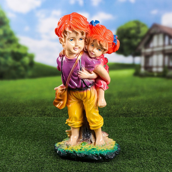 Садовая фигура "Мальчик с девочкой", разноцветная, гипс, 50 см, микс - Фото 1